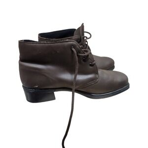 Maxine of Canada Womens Brown Leather Lace Up Ankle Boots Wide 7.5W‎